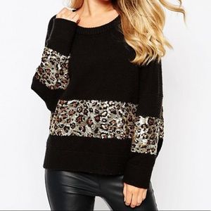 French Connection Leopard Sequined Sweater